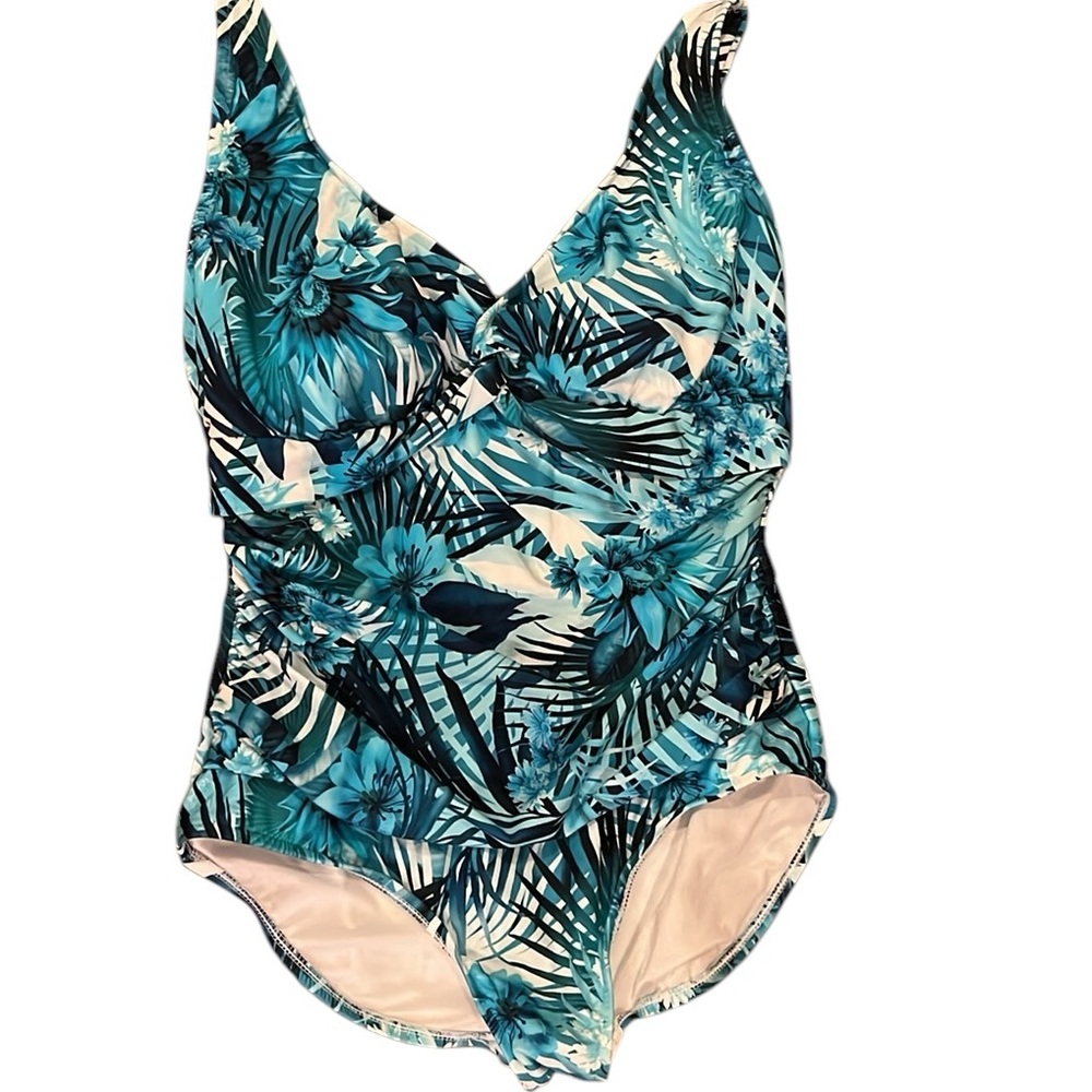 Maxine of Hollywood Blue  One Piece Swimsuit Minimizer Size 18W New NWT Minimuze